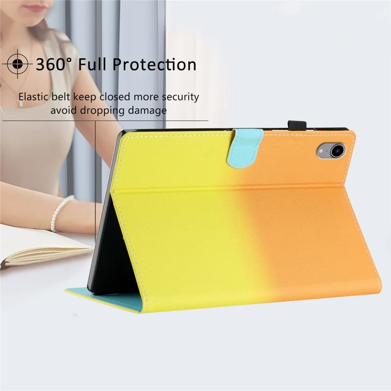 PU Leather Cover for iPad mini (2024) / mini (2021) Case Anti-Scratch Shockproof Tablet Shell with Card Holder - Orange Yellow Gradient