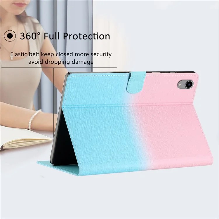 Für iPad Pro 11 (2018) / (2020) / iPad Air (2020) / (2022) Gradient PU Ledertasche Kartenfach Ständer Folio Smart Cover - Pink Blue Gradient