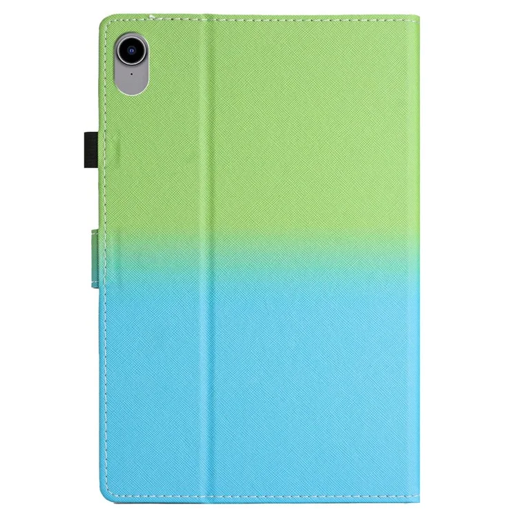 For iPad 10.9 (2022) Gradient Tablet Case PU Leather Card Holder Stand Cover with Auto Wake / Sleep - Green Blue Gradient