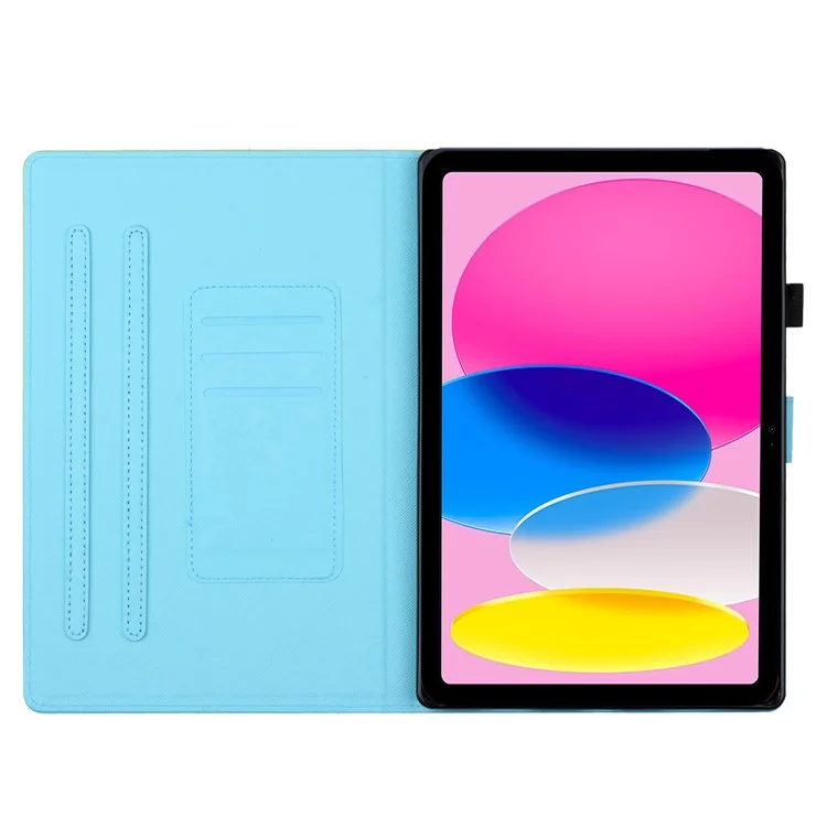 For iPad 10.9 (2022) Gradient Tablet Case PU Leather Card Holder Stand Cover with Auto Wake / Sleep - Green Blue Gradient