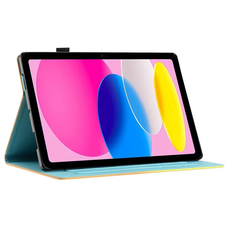 For iPad 10.9 (2022) Gradient Tablet Case PU Leather Card Holder Stand Cover with Auto Wake / Sleep - Green Blue Gradient