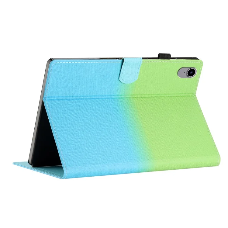 For iPad 10.9 (2022) Gradient Tablet Case PU Leather Card Holder Stand Cover with Auto Wake / Sleep - Green Blue Gradient