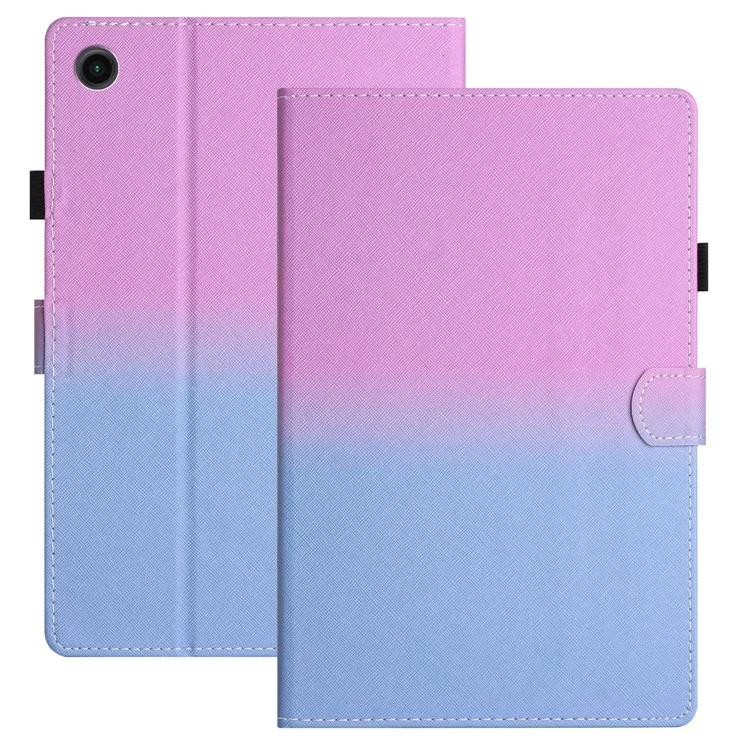 Für Lenovo Tab M10 Plus TB-X606F Gradient PU Leder Kartenfach Tablet Cover Flip Stand Anti-Drop Case - Lila / Blau