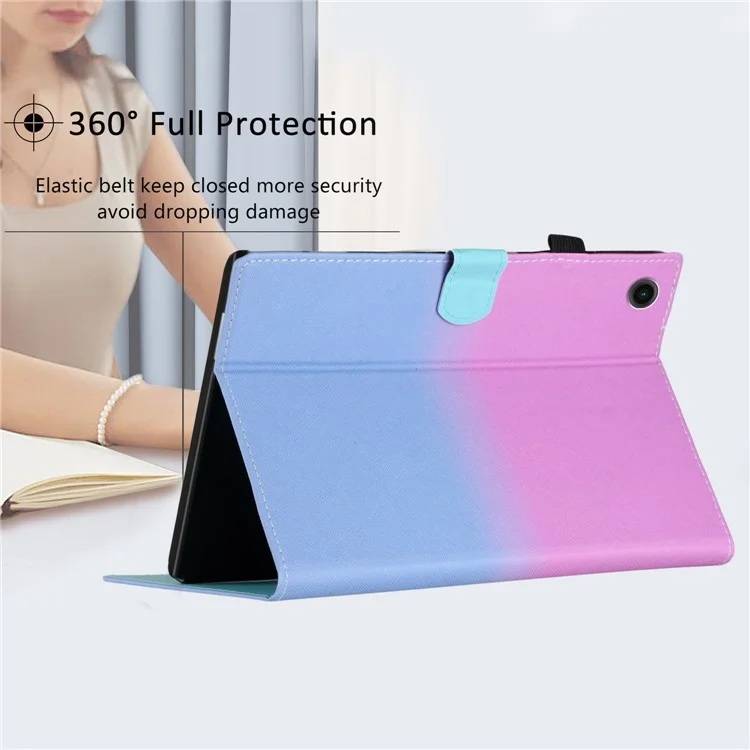 Für Lenovo Tab M10 Plus TB-X606F Gradient PU Leder Kartenfach Tablet Cover Flip Stand Anti-Drop Case - Lila / Blau