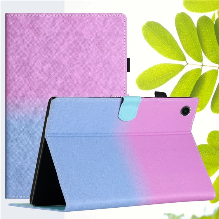 Für Lenovo Tab M10 Plus TB-X606F Gradient PU Leder Kartenfach Tablet Cover Flip Stand Anti-Drop Case - Lila / Blau