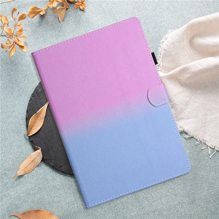 Für Lenovo Tab M10 Plus TB-X606F Gradient PU Leder Kartenfach Tablet Cover Flip Stand Anti-Drop Case - Lila / Blau