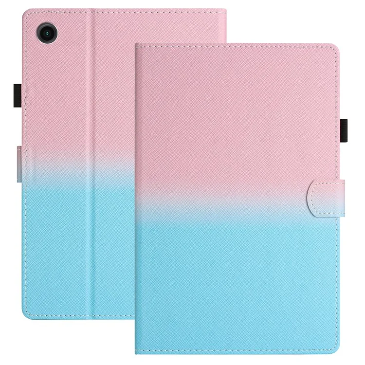 For Lenovo Tab M10 Plus (3rd Gen) / Xiaoxin Pad 2022 10.6 inch Gradient Color Leather Tablet Stand Case Stitching Lines Cover - Pink / Blue