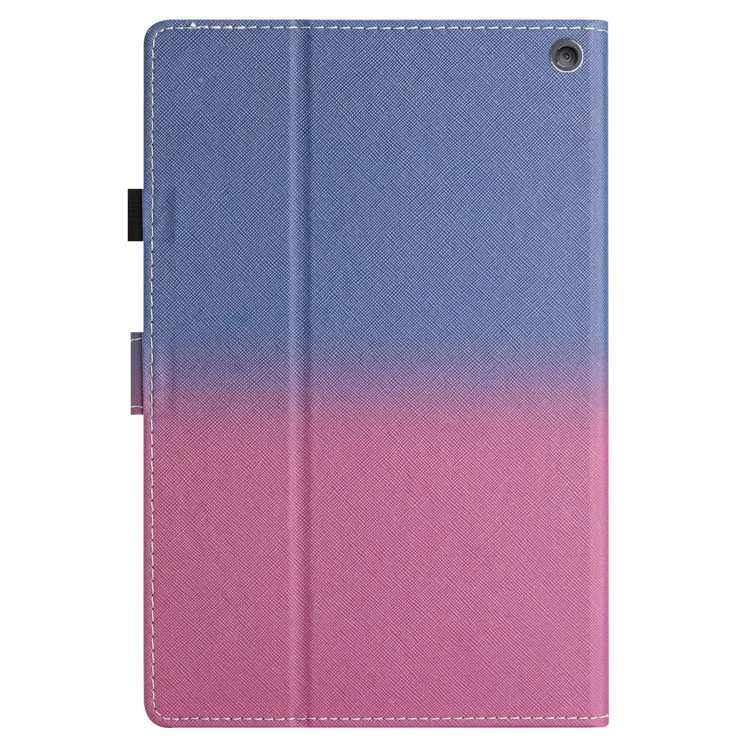 Для Amazon Fire HD 8 (2022) / Fire HD 8 Plus (2022) / Fire HD 8 (2020) Stitching Lines Gradient Leather Tablet Stand Case - Blue / Rose
