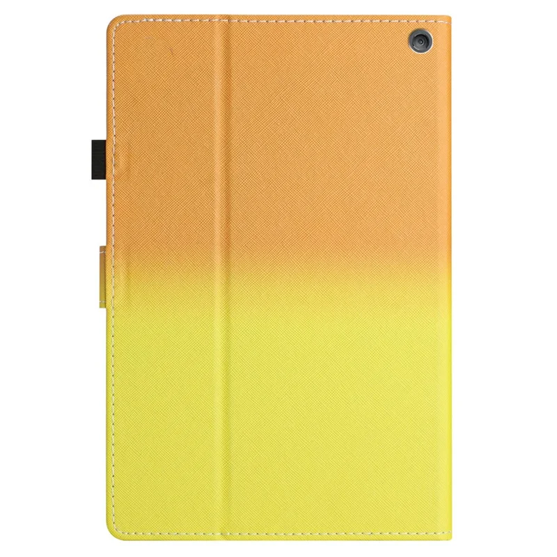 For Amazon Fire HD 8 (2022) / Fire HD 8 Plus (2022) / Fire HD 8 (2020) Stitching Lines Gradient Leather Tablet Stand Case - Orange / Yellow