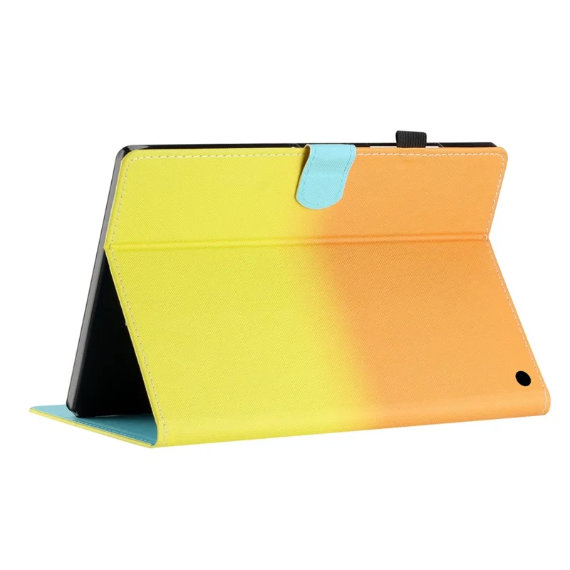 For Amazon Fire HD 8 (2022) / Fire HD 8 Plus (2022) / Fire HD 8 (2020) Stitching Lines Gradient Leather Tablet Stand Case - Orange / Yellow