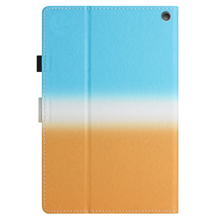 Für Amazon Fire HD 8 (2022) / Fire HD 8 Plus (2022) / Fire HD 8 (2020) Stitching Lines Gradient Leather Tablet Stand Case - Blau / Orange