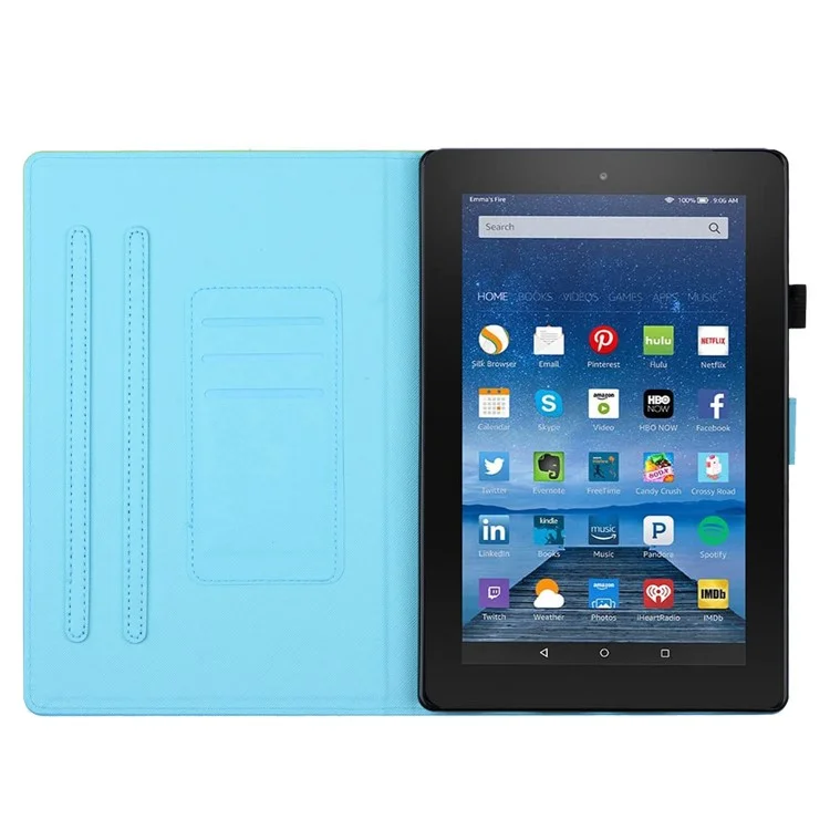 Für Amazon Fire HD 8 (2022) / Fire HD 8 Plus (2022) / Fire HD 8 (2020) Stitching Lines Gradient Leather Tablet Stand Case - Blau / Orange