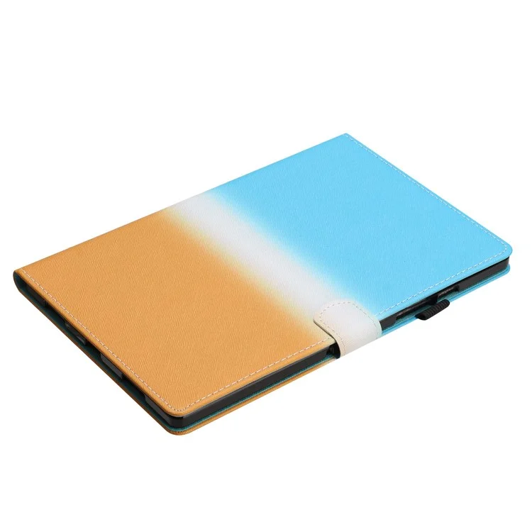 Für Amazon Fire HD 8 (2022) / Fire HD 8 Plus (2022) / Fire HD 8 (2020) Stitching Lines Gradient Leather Tablet Stand Case - Blau / Orange
