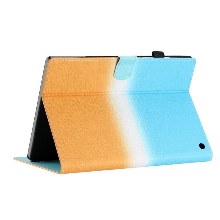 Für Amazon Fire HD 8 (2022) / Fire HD 8 Plus (2022) / Fire HD 8 (2020) Stitching Lines Gradient Leather Tablet Stand Case - Blau / Orange