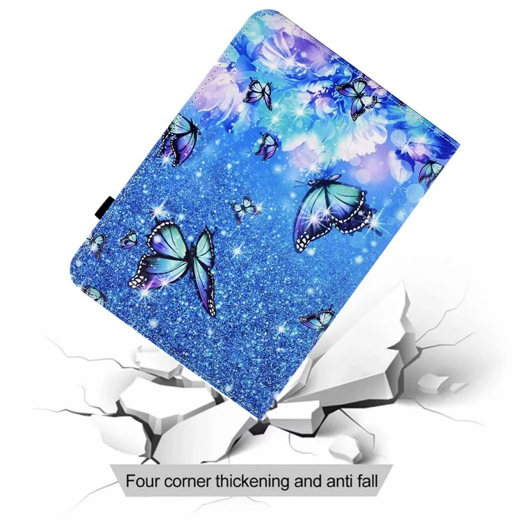 For Samsung Galaxy Tab S6 Lite (2024) / S6 Lite (2022) / S6 Lite (2020) Pattern Printing Tablet Stand Case Leather Cover - Flower and Butterfly