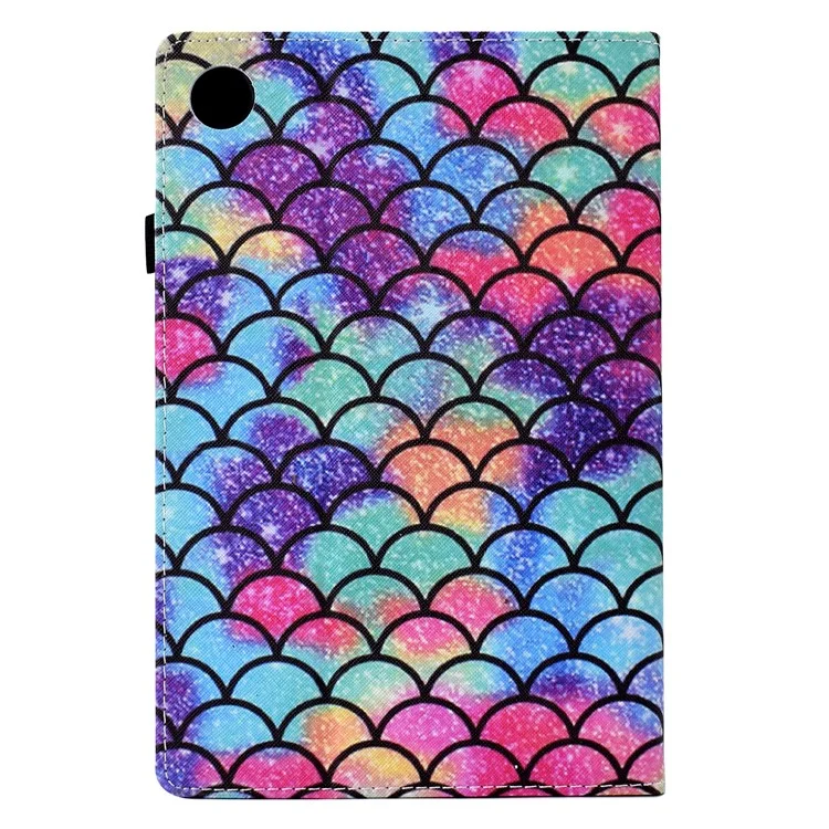 Para Samsung Galaxy Tab A8 10.5 (2021) / (2022) Estuche de Soporte Antiarañazos con Impresión de Patrón de Cubierta de Cuero con Banda Elástica - Patrón Ondulado