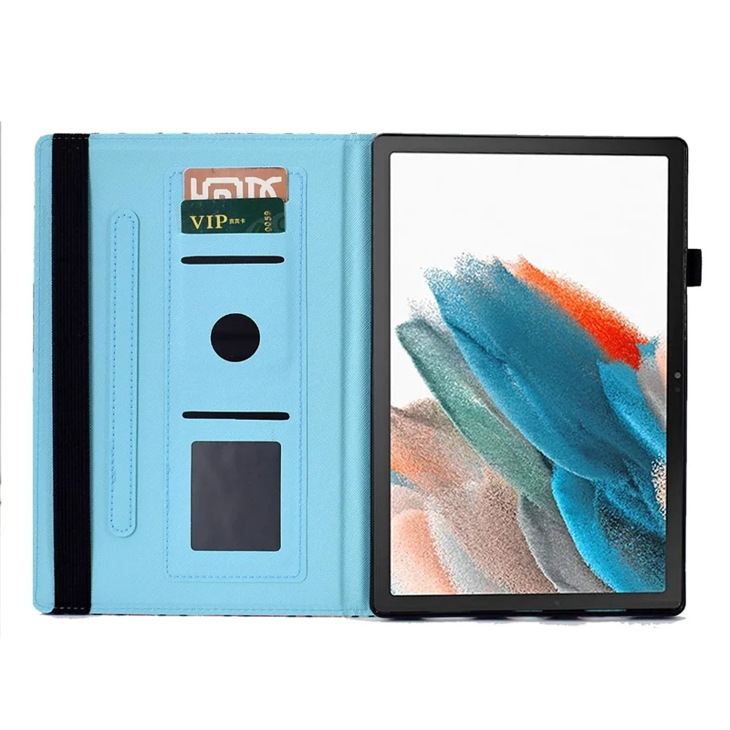 Para Samsung Galaxy Tab A8 10.5 (2021) / (2022) Estuche de Soporte Antiarañazos con Impresión de Patrón de Cubierta de Cuero con Banda Elástica - Patrón Ondulado