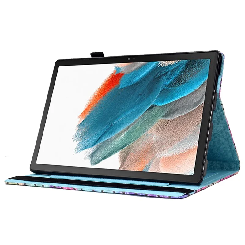 Para Samsung Galaxy Tab A8 10.5 (2021) / (2022) Estuche de Soporte Antiarañazos con Impresión de Patrón de Cubierta de Cuero con Banda Elástica - Patrón Ondulado