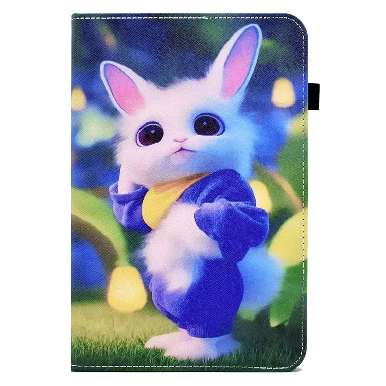 For Samsung Galaxy Tab S8 X700 / X706 (2022) / Tab S7 T870 / T875 (2020) Pattern Printing Tablet Stand Case with Elastic Band - Cute Rabbit