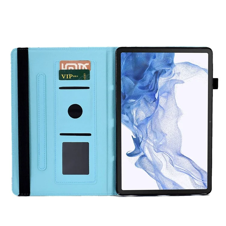 For Samsung Galaxy Tab S8 X700 / X706 (2022) / Tab S7 T870 / T875 (2020) Pattern Printing Tablet Stand Case with Elastic Band - Cute Rabbit