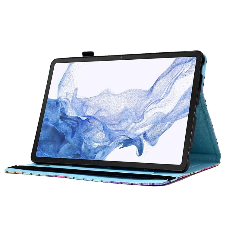 For Samsung Galaxy Tab S8 X700 / X706 (2022) / Tab S7 T870 / T875 (2020) Pattern Printing Tablet Stand Case with Elastic Band - Cute Rabbit