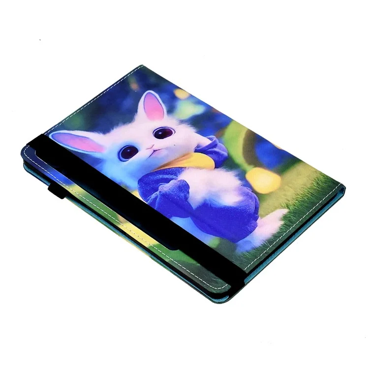 For Samsung Galaxy Tab S8 X700 / X706 (2022) / Tab S7 T870 / T875 (2020) Pattern Printing Tablet Stand Case with Elastic Band - Cute Rabbit