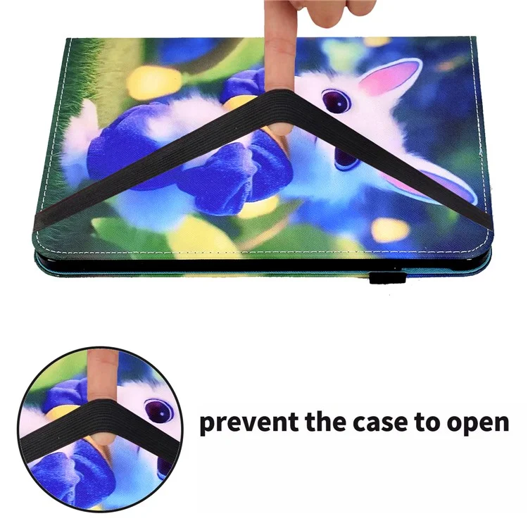 For Samsung Galaxy Tab S8 X700 / X706 (2022) / Tab S7 T870 / T875 (2020) Pattern Printing Tablet Stand Case with Elastic Band - Cute Rabbit