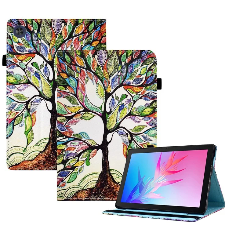 Custodia con supporto per stampa di pattern per Huawei MatePad T 10S da 10,1 pollici / MatePad T 10 da 9,7 pollici, antiurto, con fascia elastica - Albero della vita