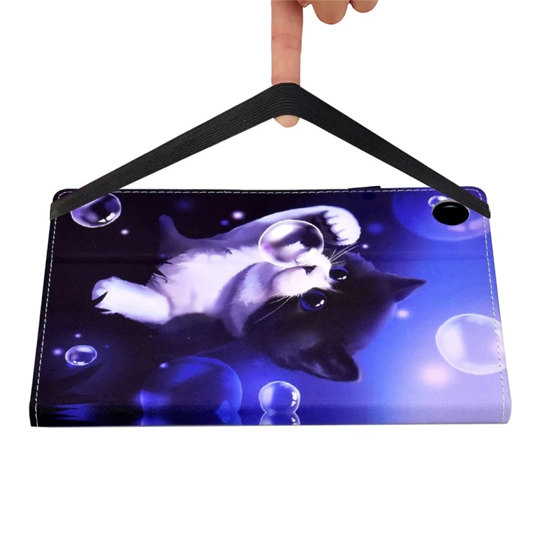 Подставка-футляр для планшета Huawei MatePad T 10S 10.1 дюйма / MatePad T 10 9.7 дюйма с узором для печати и защитой от падения - Bubble and Cat