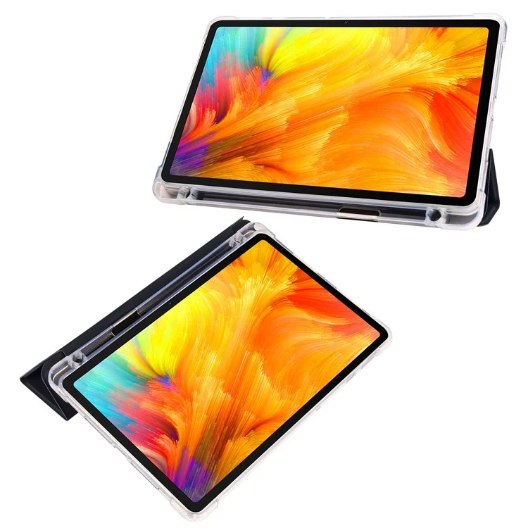 Para Capa Huawei MatePad SE 10.4 polegadas, Suporte de Tridobra, Capa de Couro PU com Slot para Lápis - Preto