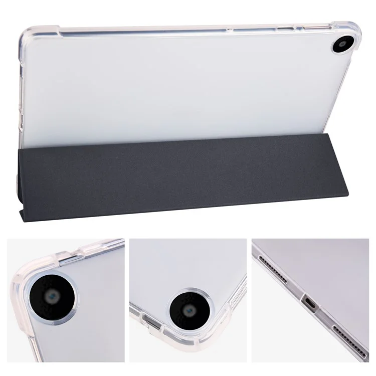 Para Capa Huawei MatePad SE 10.4 polegadas, Suporte de Tridobra, Capa de Couro PU com Slot para Lápis - Preto