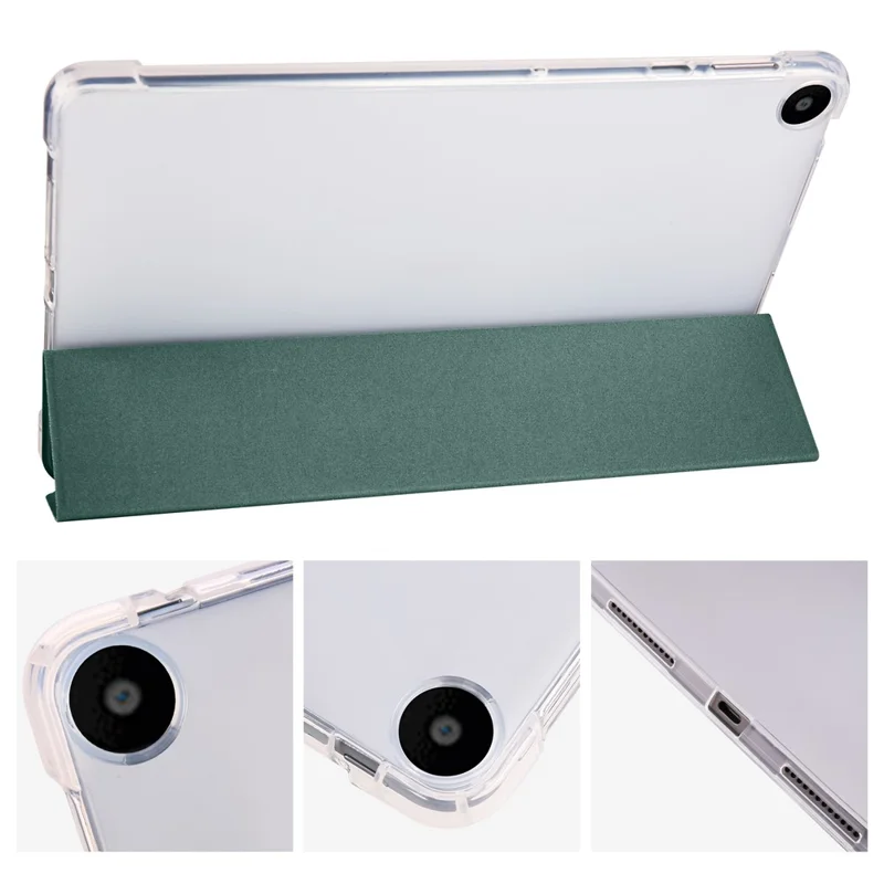 Pour Huawei MatePad SE 10.4 pouces Étui Tri-Fold Support Tablet PU Cuir Couverture avec Fente pour Crayon - Vert Minuit