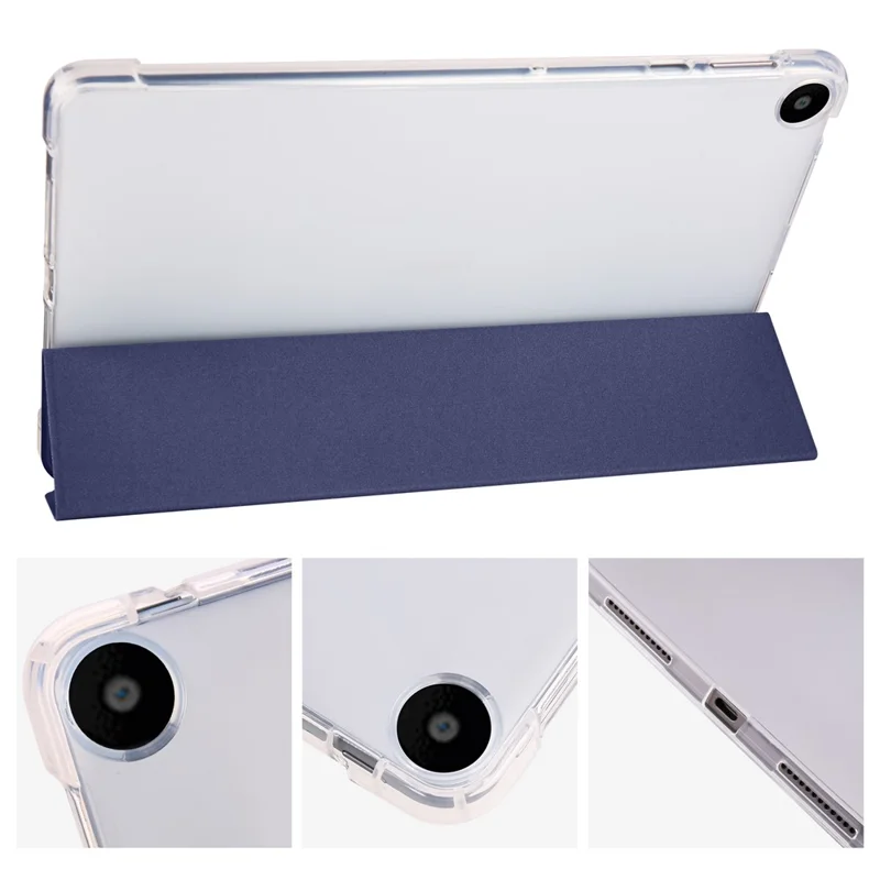 For Huawei MatePad SE 10.4-inch Case Tri-Fold Stand Tablet PU Leather Cover with Pencil Slot - Dark Blue