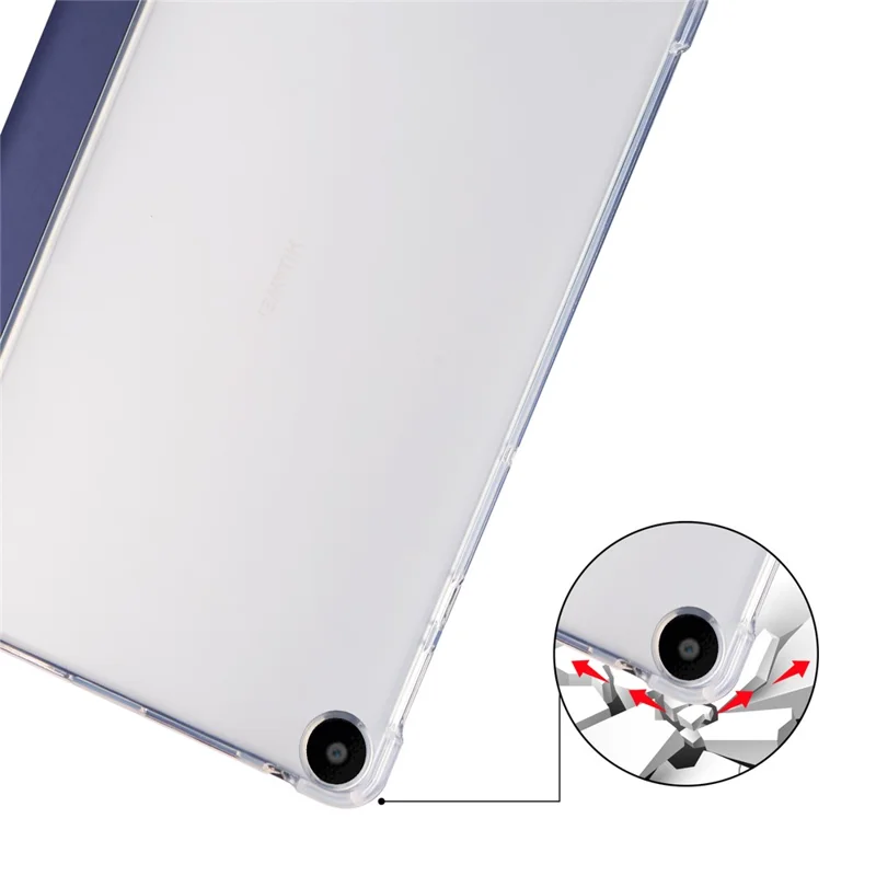 For Huawei MatePad SE 10.4-inch Case Tri-Fold Stand Tablet PU Leather Cover with Pencil Slot - Dark Blue