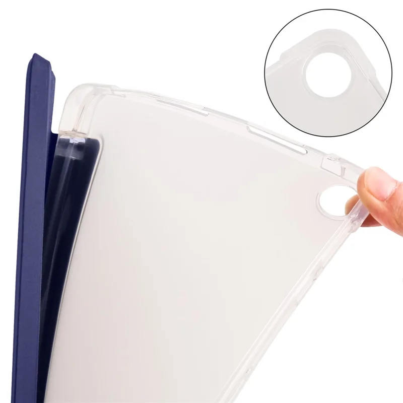 For Huawei MatePad SE 10.4-inch Case Tri-Fold Stand Tablet PU Leather Cover with Pencil Slot - Dark Blue
