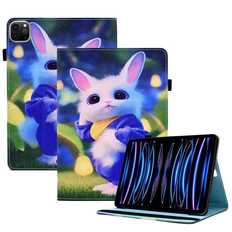 For iPad Air 11 (2025) / (2024) / Pro 11 (2018) / (2020) / Air (2020) / (2022) Tablet Case PU Leather Stand - Cute Rabbit