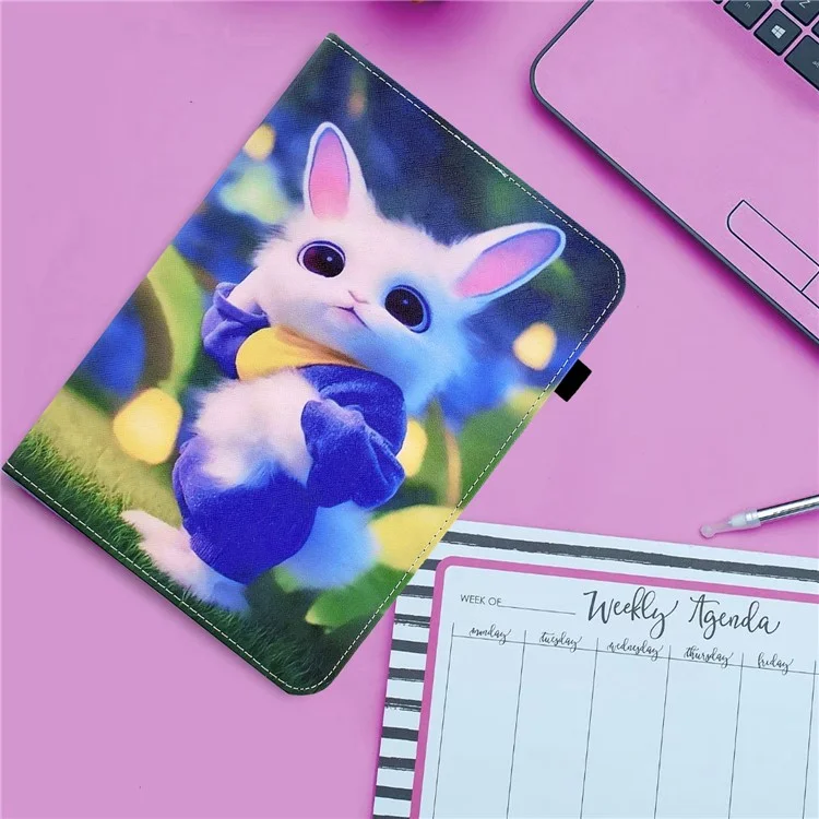 For iPad Air 11 (2025) / (2024) / Pro 11 (2018) / (2020) / Air (2020) / (2022) Tablet Case PU Leather Stand - Cute Rabbit