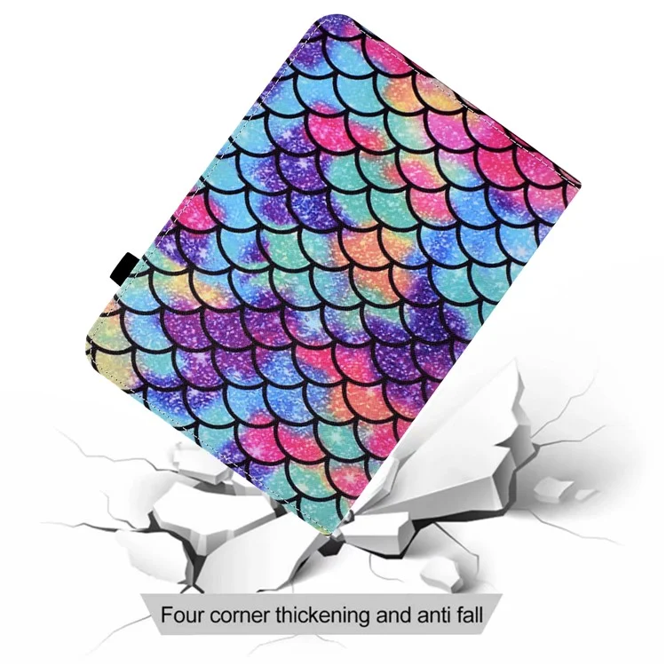 For Lenovo Tab M10 (Gen 3) PU Leather Tablet Case Pattern Printing Stand Card Holder Cover with Elastic Band - Wavy Pattern