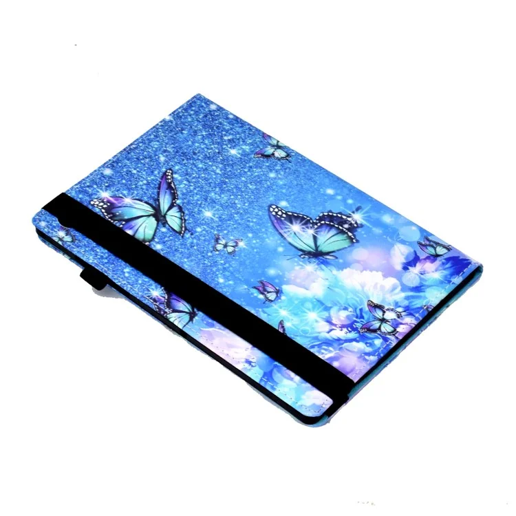 Per Lenovo Tab M10 Plus (3a Gen) Pattern Printing PU Leather Tablet Case Stand Elastic Band Cover with Card Slots - Flower and Butterfly