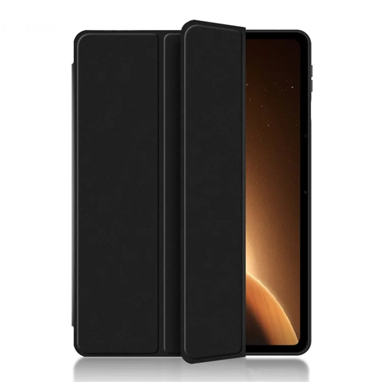 Tablet-Hülle für Oppo Pad 2, PU-Leder + TPU Dreifachständer Schutzhülle - Schwarz