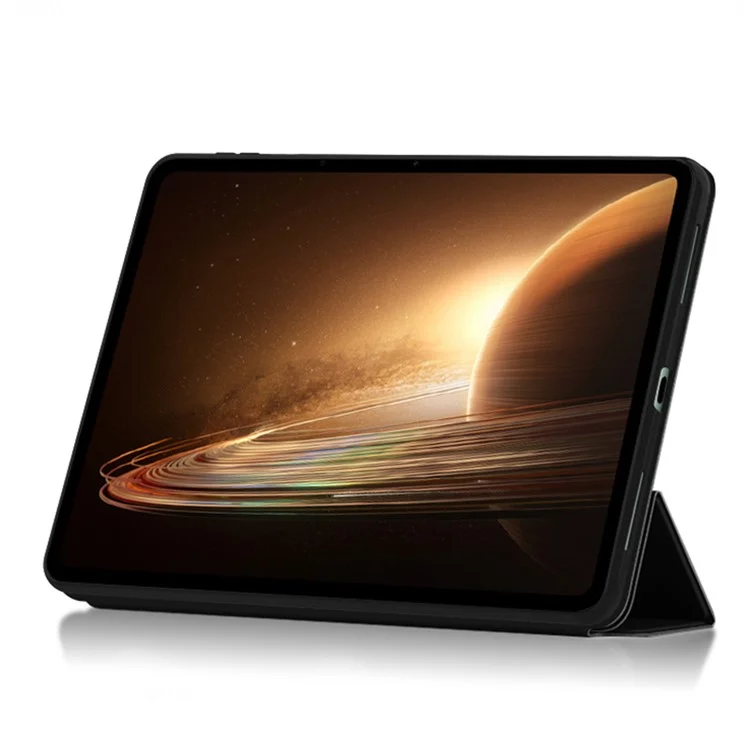 Tablet-Hülle für Oppo Pad 2, PU-Leder + TPU Dreifachständer Schutzhülle - Schwarz