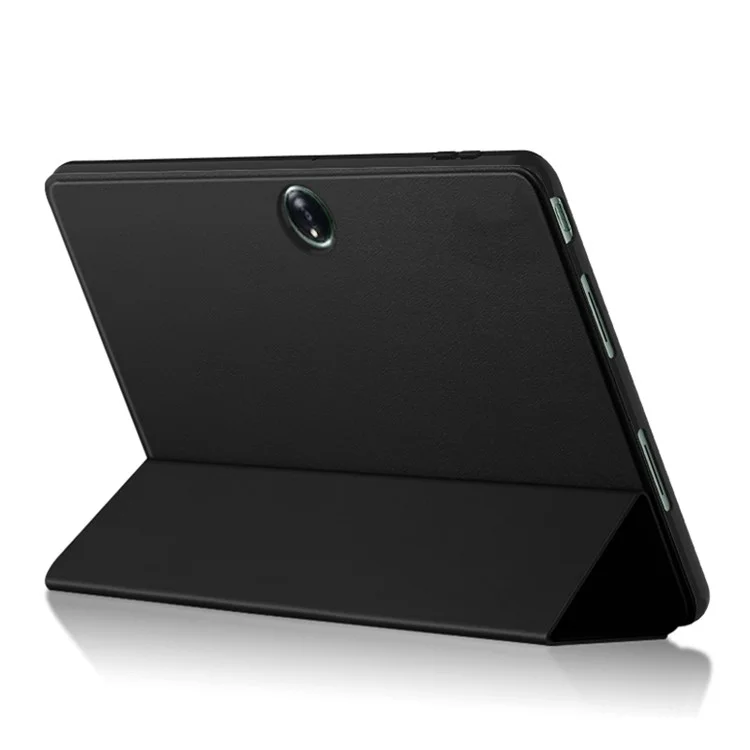 Tablet-Hülle für Oppo Pad 2, PU-Leder + TPU Dreifachständer Schutzhülle - Schwarz