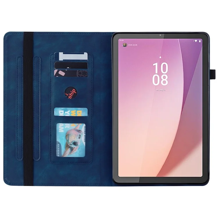 Pour Lenovo Tab M9 Tablet Case Étui en cuir PU Support Poche à glissière Fente pour carte Protection Portefeuille Couvercle - Bleu foncé