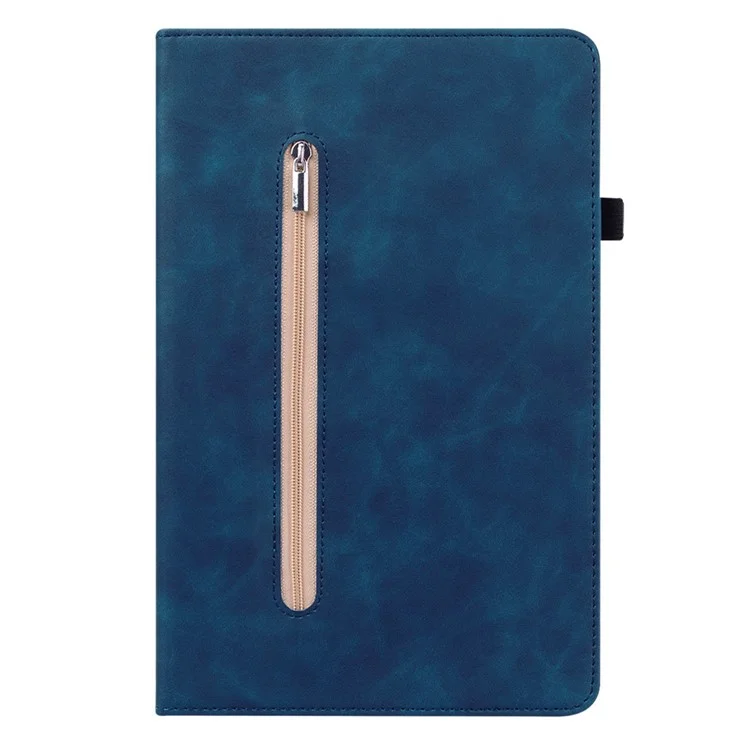 Pour Lenovo Tab M9 Tablet Case Étui en cuir PU Support Poche à glissière Fente pour carte Protection Portefeuille Couvercle - Bleu foncé