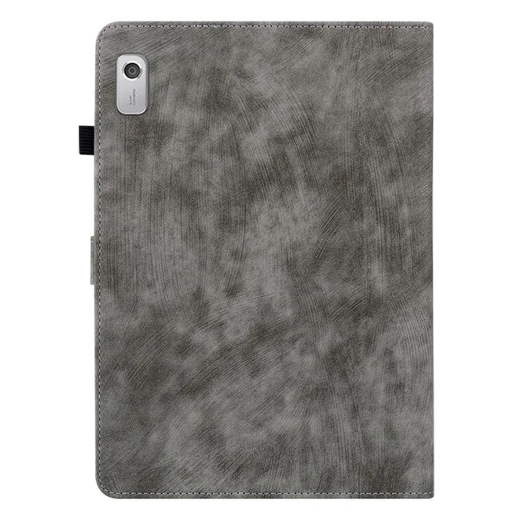 PU Leather Case for Lenovo Tab M9 Cute Tiger Pattern Tablet Protective Sleeve with Stand / Card Holder - Grey