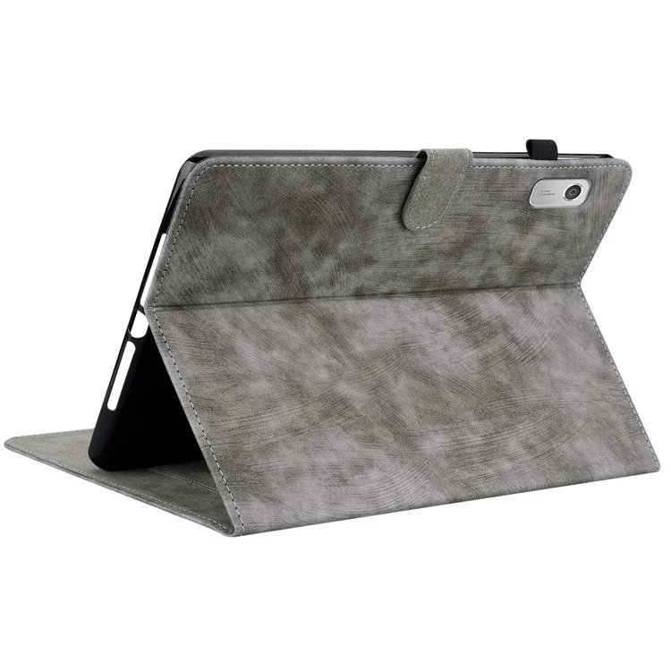 PU Leather Case for Lenovo Tab M9 Cute Tiger Pattern Tablet Protective Sleeve with Stand / Card Holder - Grey