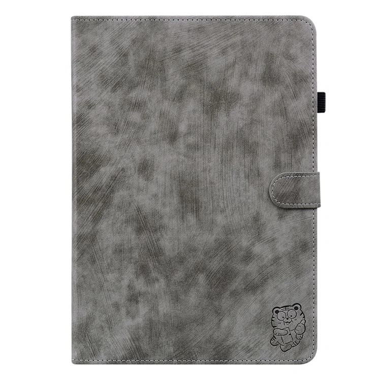 PU Leather Case for Lenovo Tab M9 Cute Tiger Pattern Tablet Protective Sleeve with Stand / Card Holder - Grey