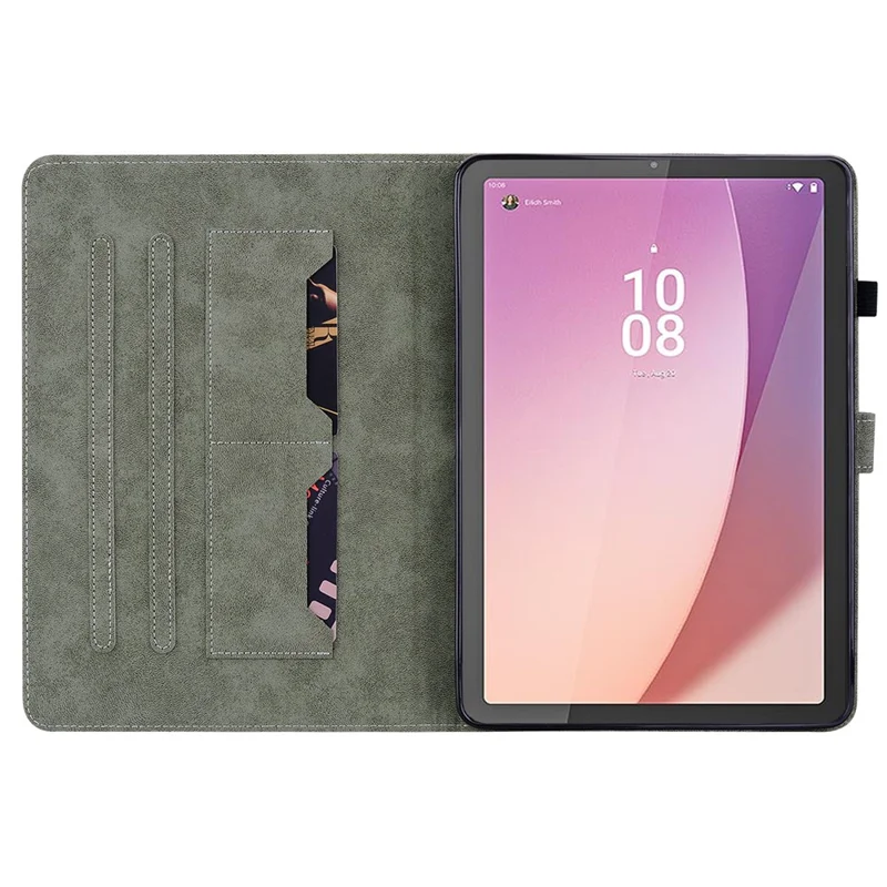 PU Leather Case for Lenovo Tab M9 TB-310FU Cute Tiger Pattern Tablet Protective Sleeve with Stand / Card Holder - Purple