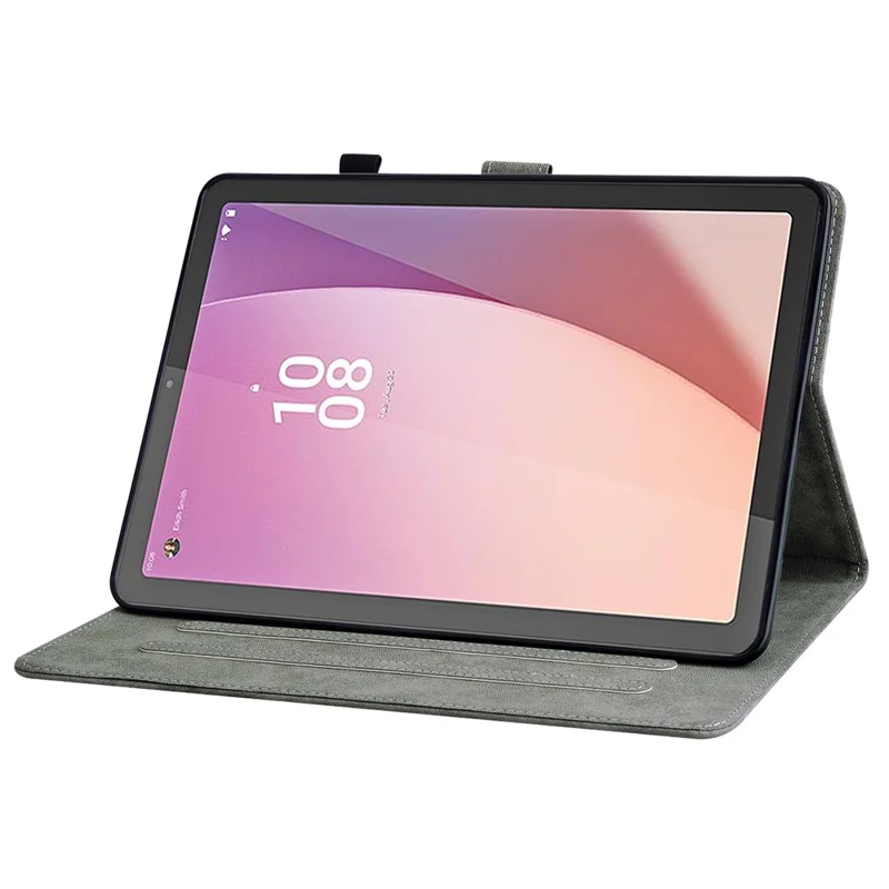 PU Leather Case for Lenovo Tab M9 TB-310FU Cute Tiger Pattern Tablet Protective Sleeve with Stand / Card Holder - Purple