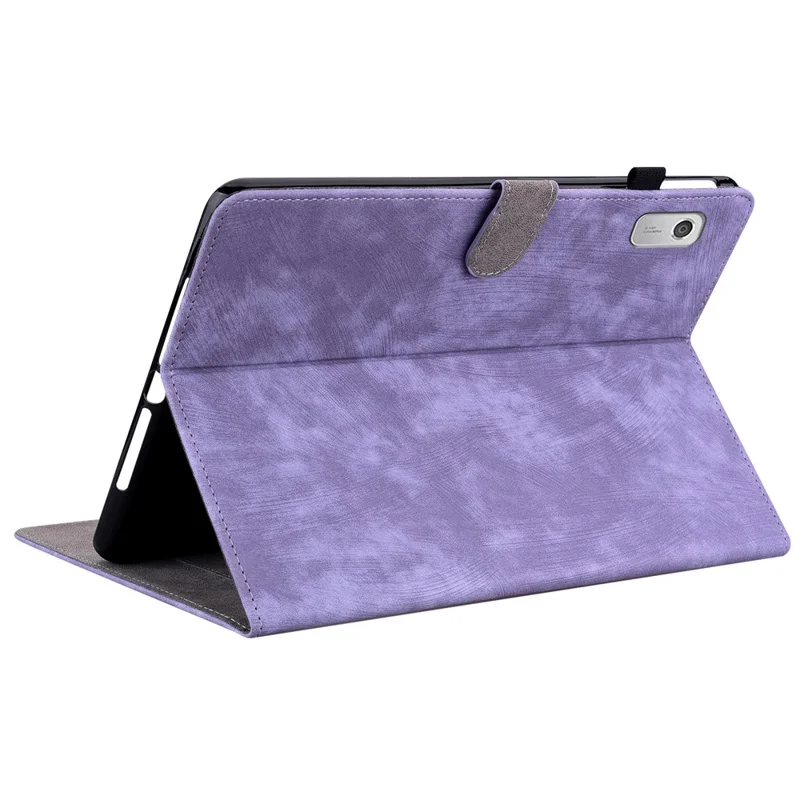 PU Leather Case for Lenovo Tab M9 TB-310FU Cute Tiger Pattern Tablet Protective Sleeve with Stand / Card Holder - Purple
